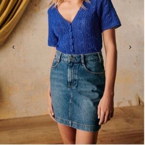 Sezane Maeva Denim Skirt 34